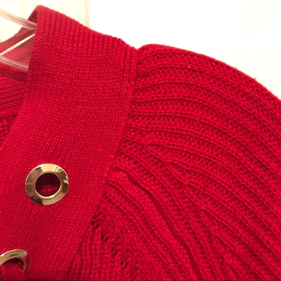 PHILOSOPHY V-NECK GOLD GROMMET RED SWEATER SIZE M - Picture 2 of 8